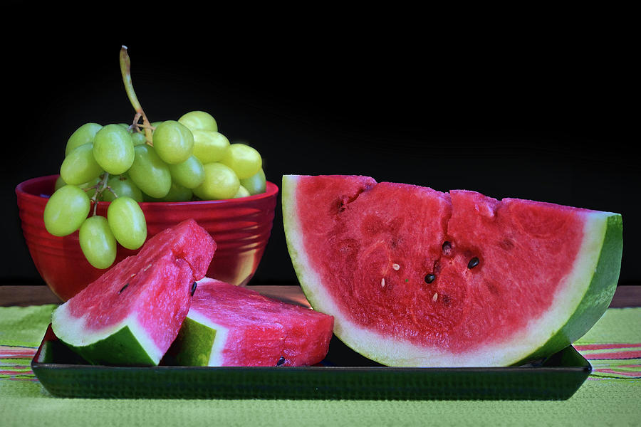 Grape Photograph - Summer Fruit - Watermelon and Grapes - No 1 by Nikolyn McDonald