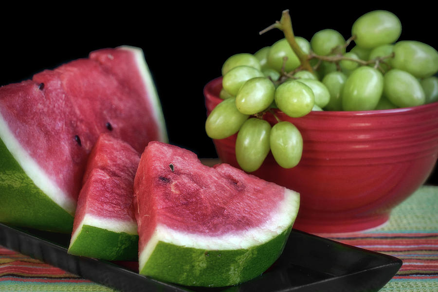Grape Photograph - Summer Fruit - Watermelon and Grapes - No 2 by Nikolyn McDonald