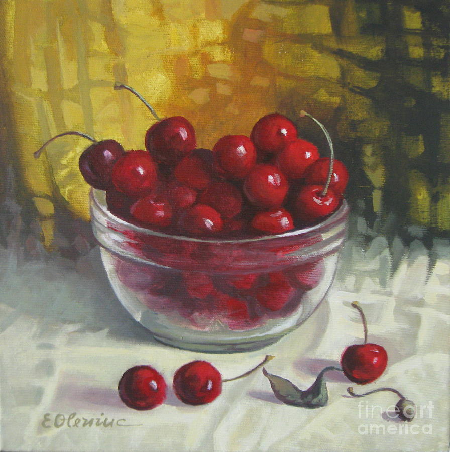 Summer fruits - Cherries Painting by Elena Oleniuc