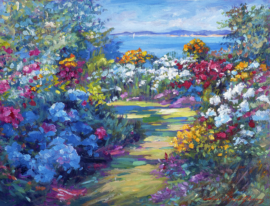 Summer Garden By The Sea Painting by David Lloyd Glover
