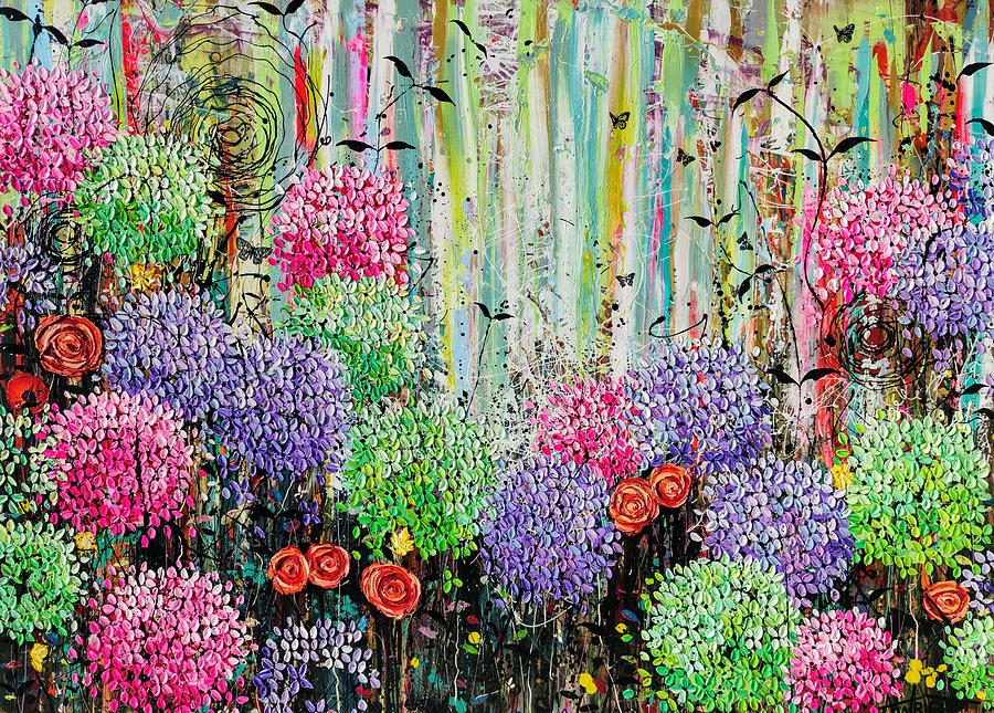 Summer Garden - Large Painting Painting by Angie Wright
