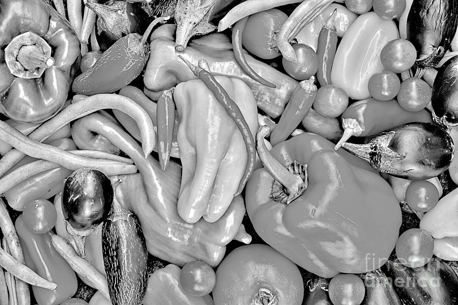 Summer Garden Vegetarian Delight Black And White Photograph by Adam Jewell