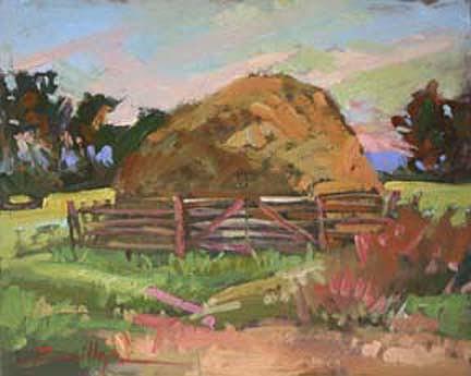 Summer Hay  Plein Air Painting by Elizabeth - Betty Jean Billups