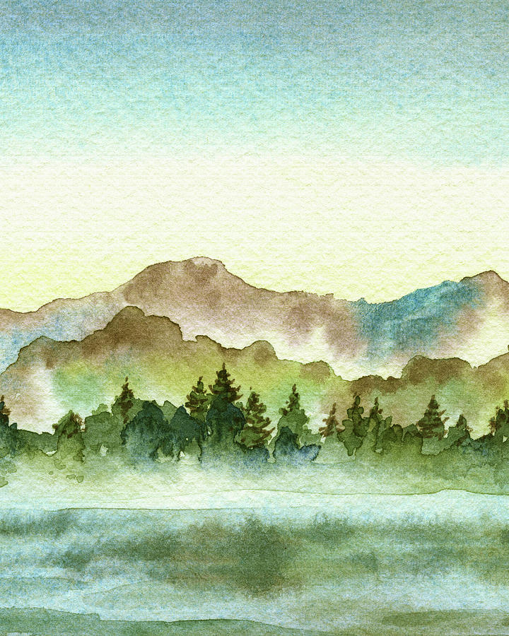 Summer Hills With Forest Fog And River Painting