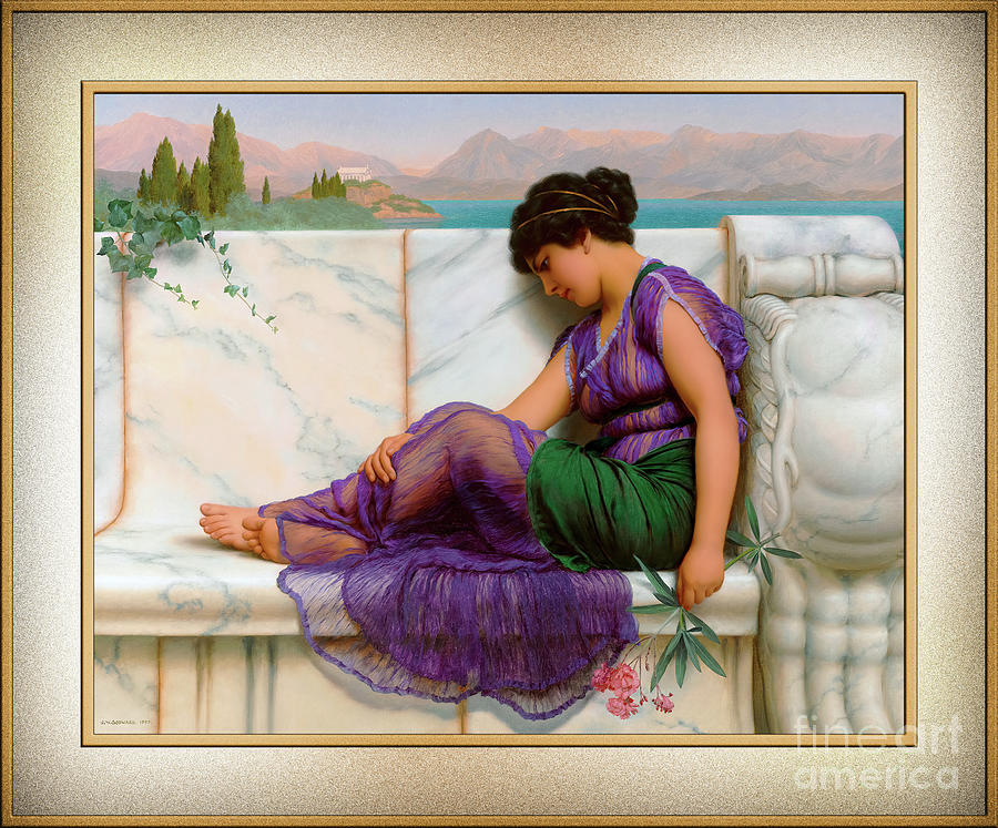 Summer Idleness Day Dreams by John William Godward Remastered Xzendor7 Reproductions Painting by Rolando Burbon