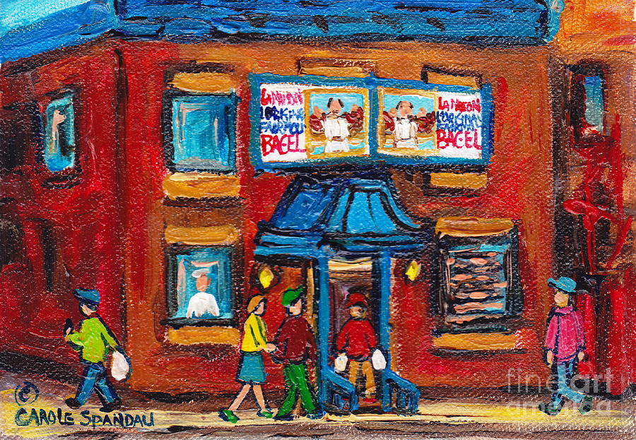 Summer In The City Fairmount Bagel Bakery Mile End Landmark Montreal Street Scene Carole Spandau Art Painting by Carole Spandau