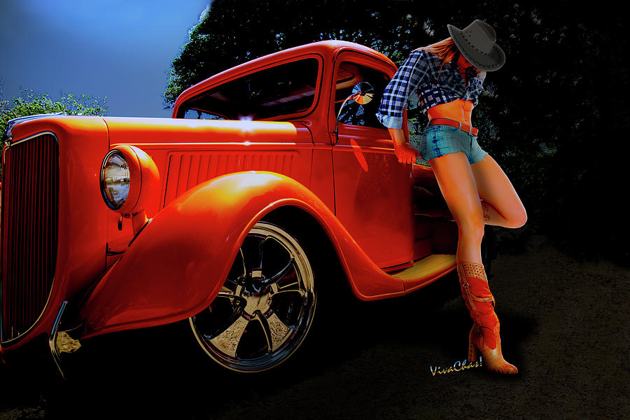 Summer Knight and Her Pickup Truck Digital Art by Chas Sinklier