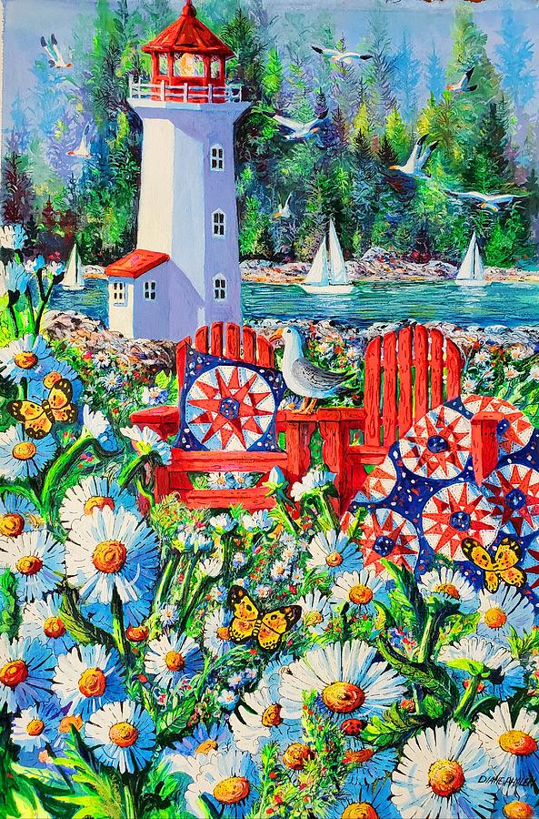 Summer Lighthouse Painting by Diane Phalen