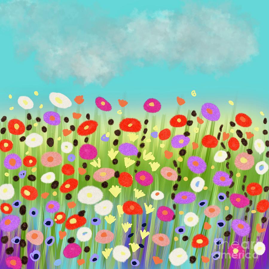 Summer meadow flowers  Digital Art by Elaine Rose Hayward