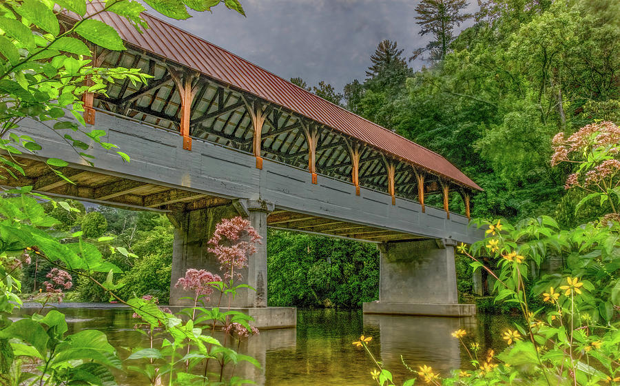 Summer Morning at the Covered Bridge Photograph by Marcy Wielfaert