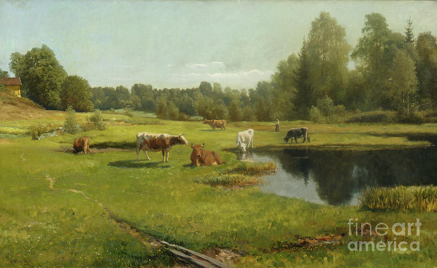 Summer morning, Stabekk Painting by O Vaering by Christian Skredsvig