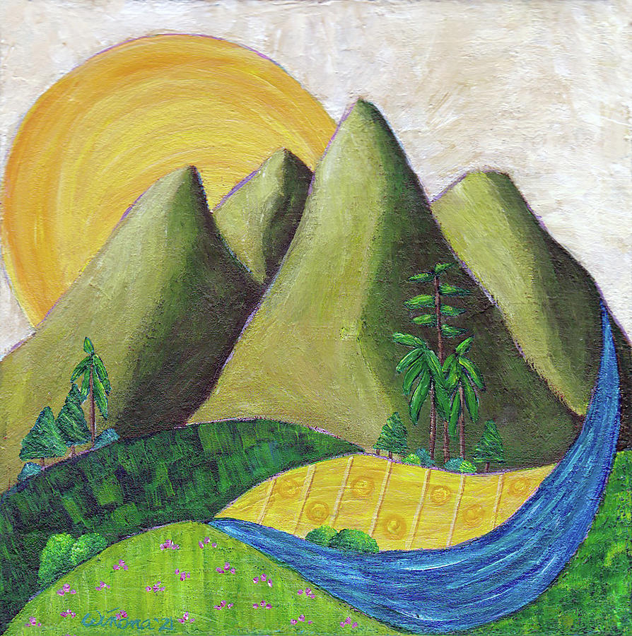 Summer Mountains Painting by Winonas Sunshyne