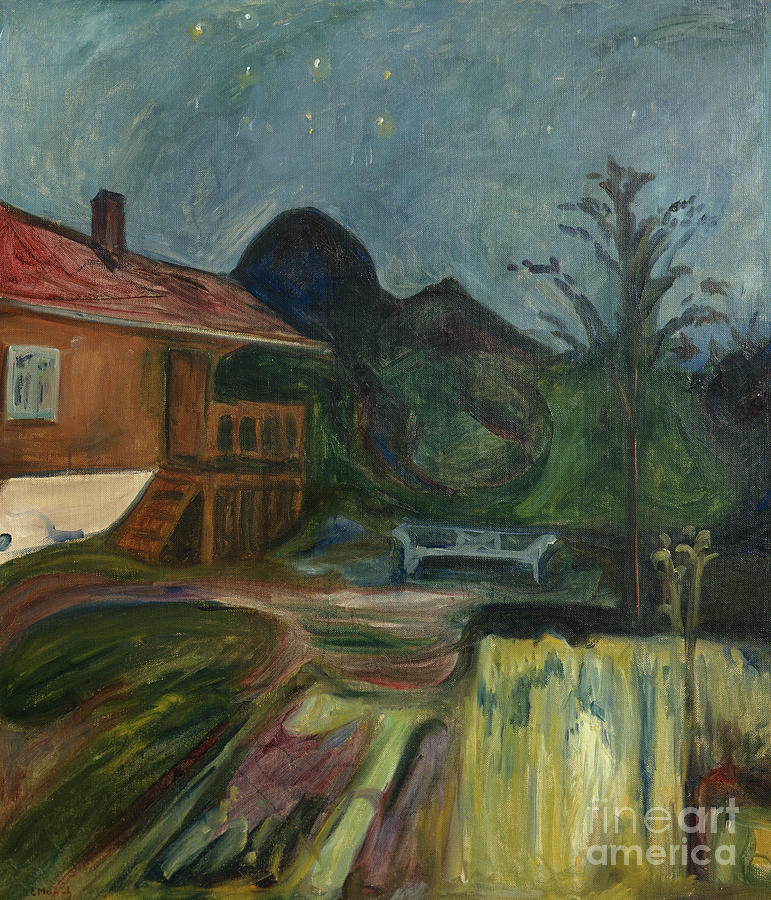 Summer night in Aasgaardstrand Painting by O Vaering by Edvard Munch