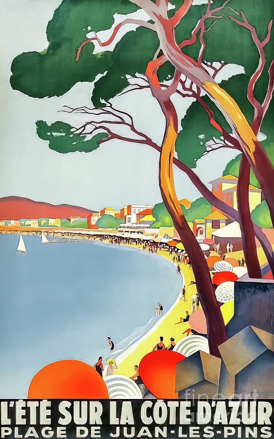 Summer on the Cote dAzur Travel Poster 1930 Drawing by M G Whittingham