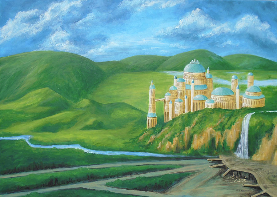 Naboo Palace - Star Wars Art, Fantasy Castle Painting for Kids Painting by Aneta Soukalova