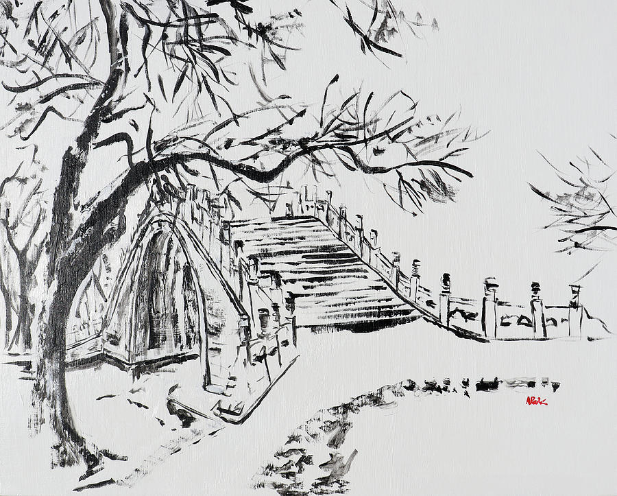 Summer Palace Painting - Summer Palace Bridge in the Snow 202025 by Alyse Radenovic Summer Palace Painting - Summer Palace Bridge in the Snow 202025 by Alyse Radenovic