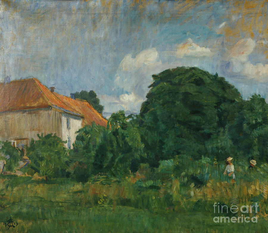 Summer picture with house, 1913 Painting by O Vaering by August Eiebakke