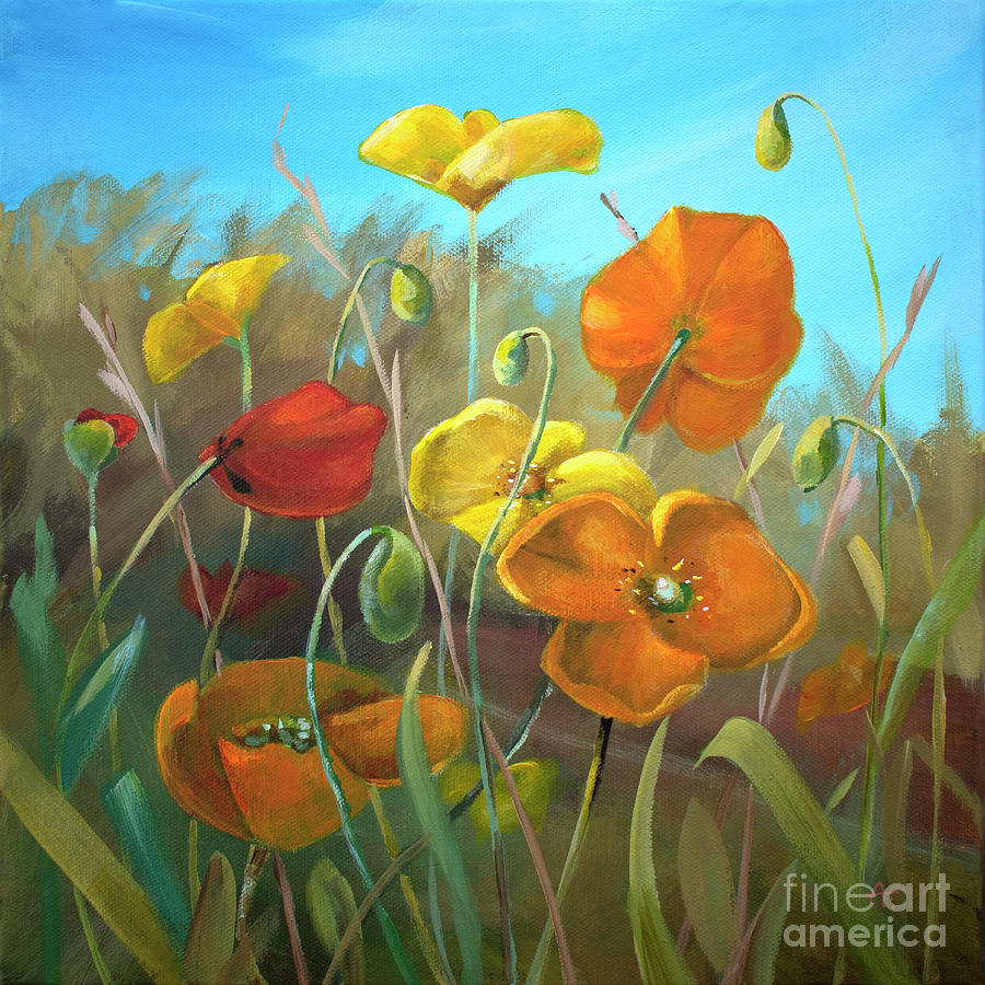 Summer Poppies Painting by Annie Troe