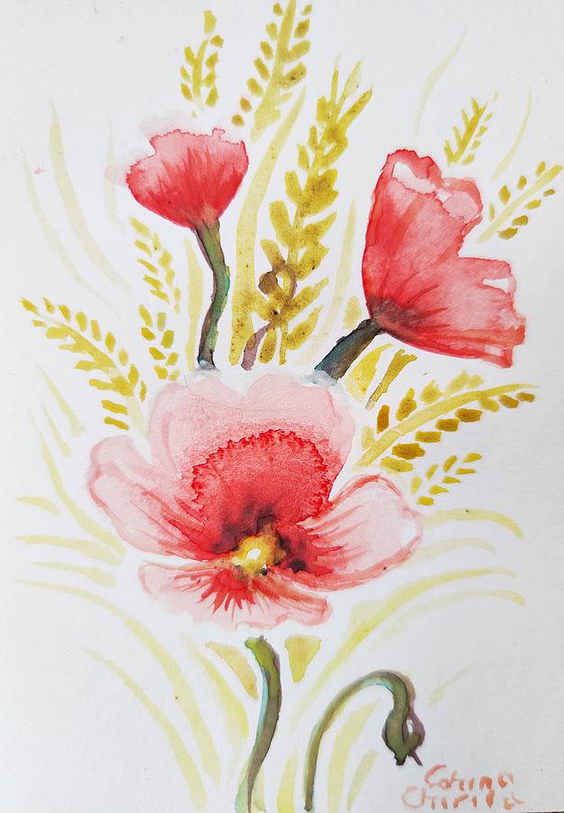Summer Painting - Summer Pppy Flower And Wheat by Chirila Corina Summer Painting - Summer Pppy Flower And Wheat by Chirila Corina