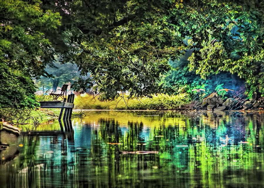 Summer Rowing in the Brook Digital Art by Cordia Murphy