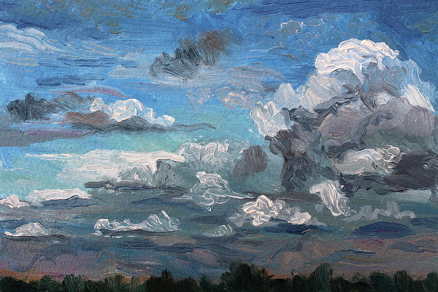 Summer Sky with Clouds Painting by Alina Malykhina