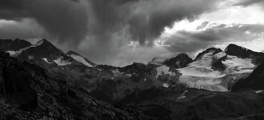 SUMMER STORM ON WESTERN PEAKS - Black and white Photograph by Walter Fahmy