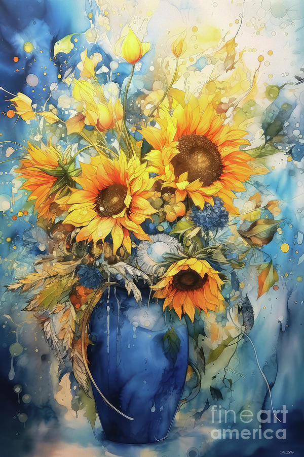 Summer Sunflower Bouquet Painting by Tina LeCour