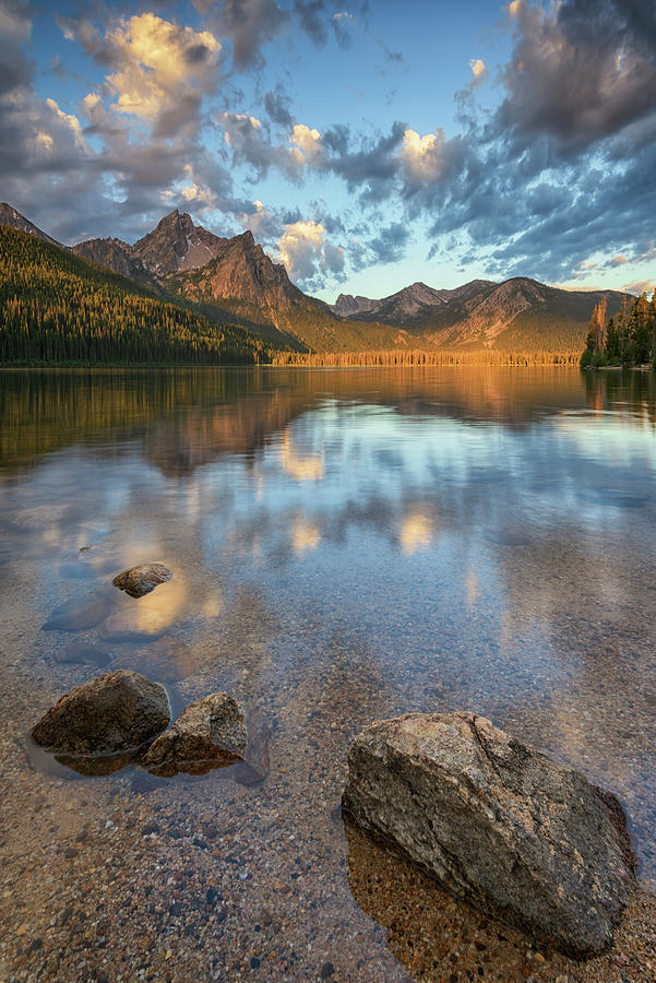 Nature Photograph - Summer Sunrise at Stanley Lake by Kristen Wilkinson