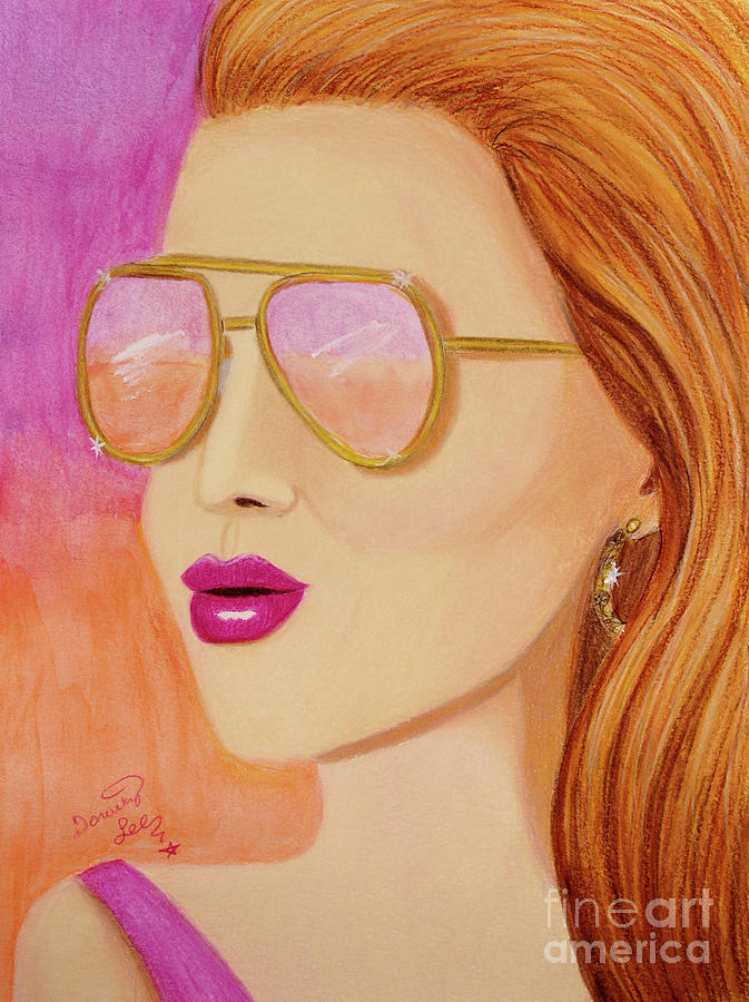 Summer Sunset In Reflective Sunglassess Painting by Dorothy Lee