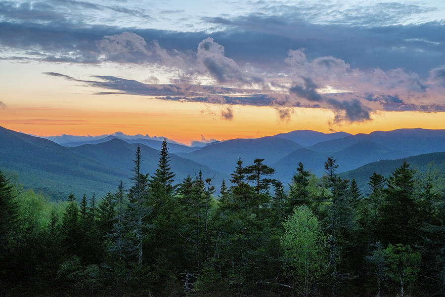 Summer sunset on the Kancamagus Highway in New Hampshires White Mountains Photograph by William Dickman