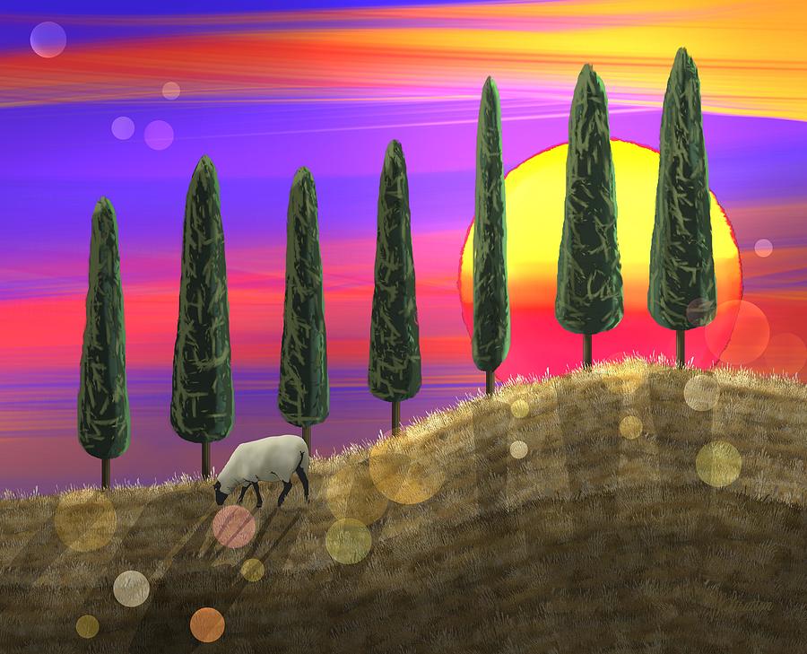 Summer Sunset with Bokeh Orbs Drawing by Joan Stratton