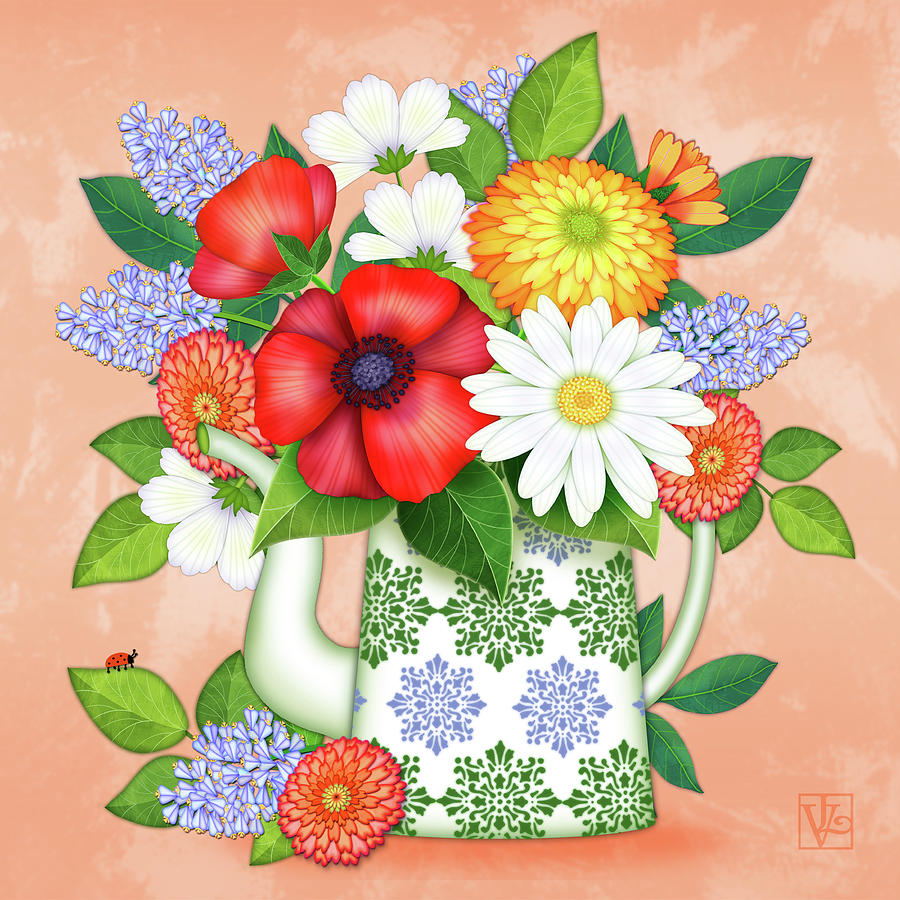 Summer Digital Art - Summer Sunshine Flowers by Valerie Drake Lesiak