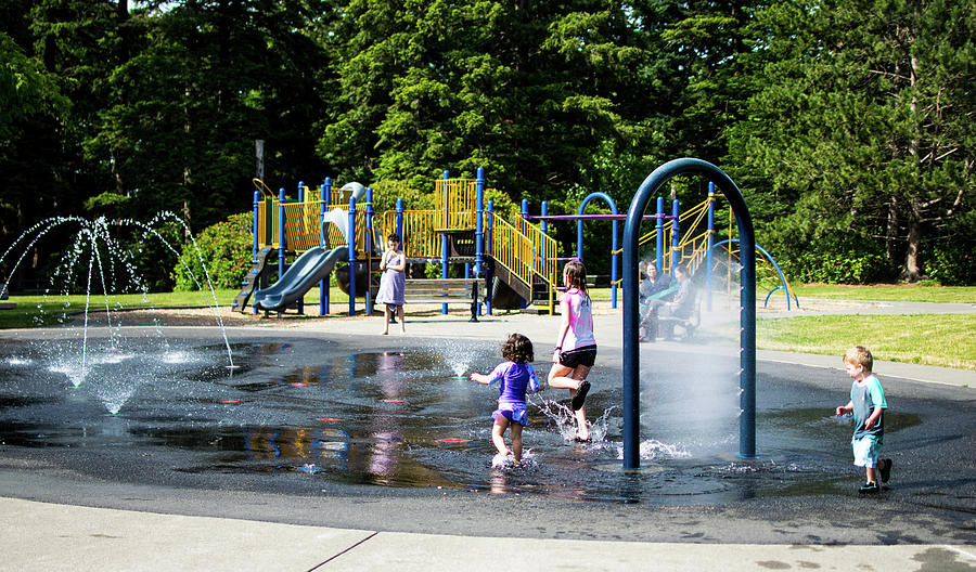 Summer Time at a Fairhaven Spray Park Photograph by Tom Cochran