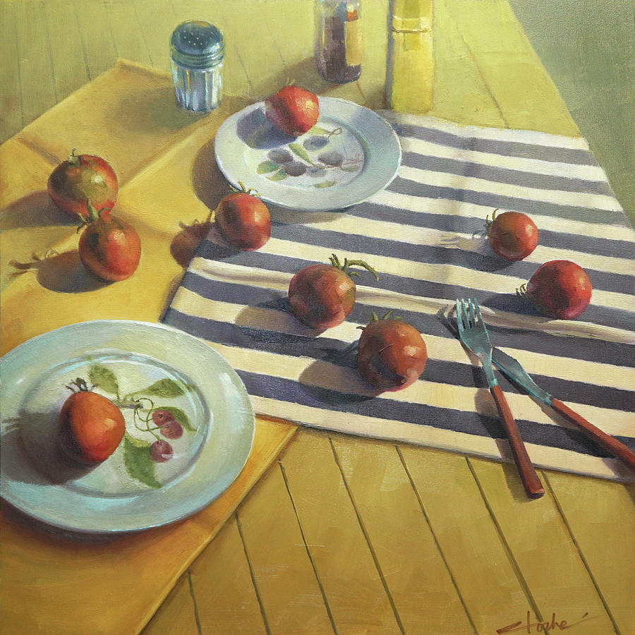 Summer Tomatoes Painting by Cathy Locke