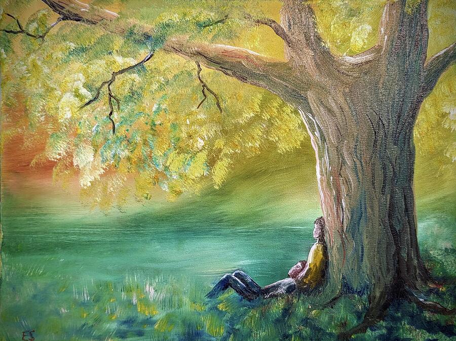 Summer Tree Painting by Evelyn Snyder