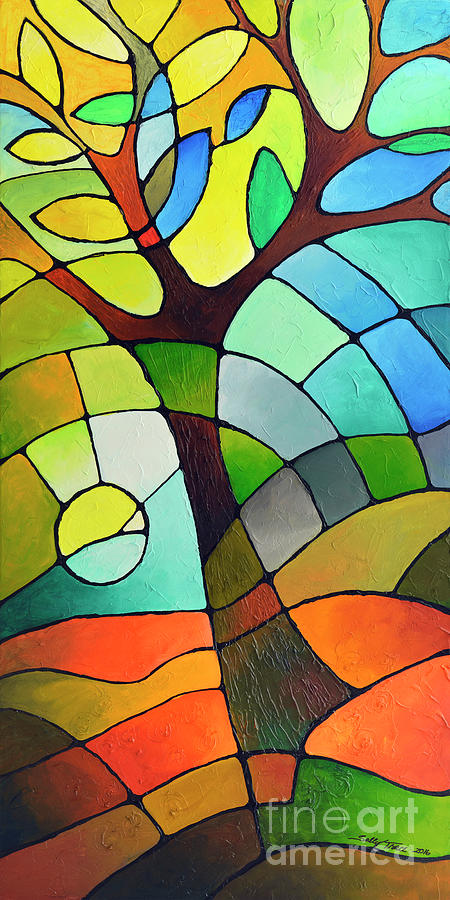 Summer Tree Painting by Sally Trace