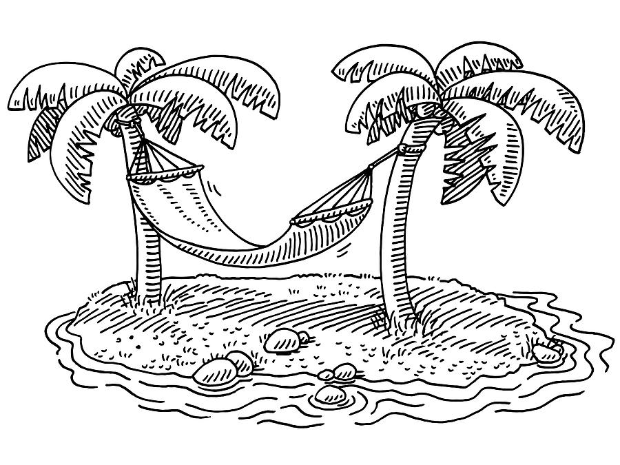 Summer Vacation Hammock Palm Beach Drawing Drawing by FrankRamspott