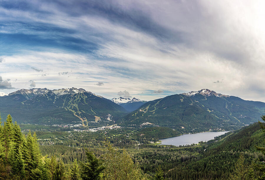 Summer view of Whistler and Blackcomb Mountains Photograph by Pierre Leclerc Photography