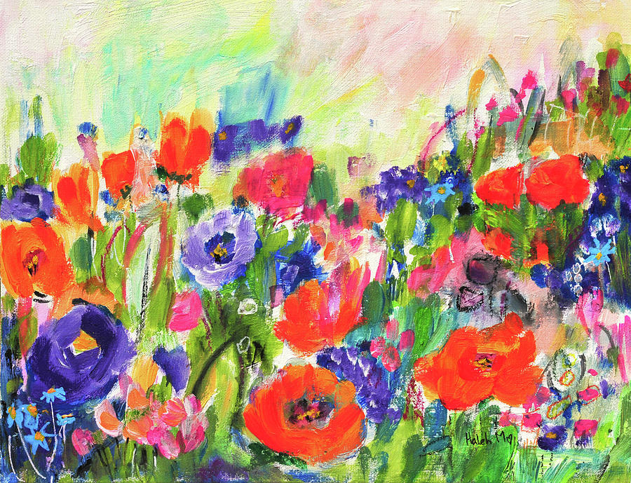 Summer Wild Garden Painting by Haleh Mahbod