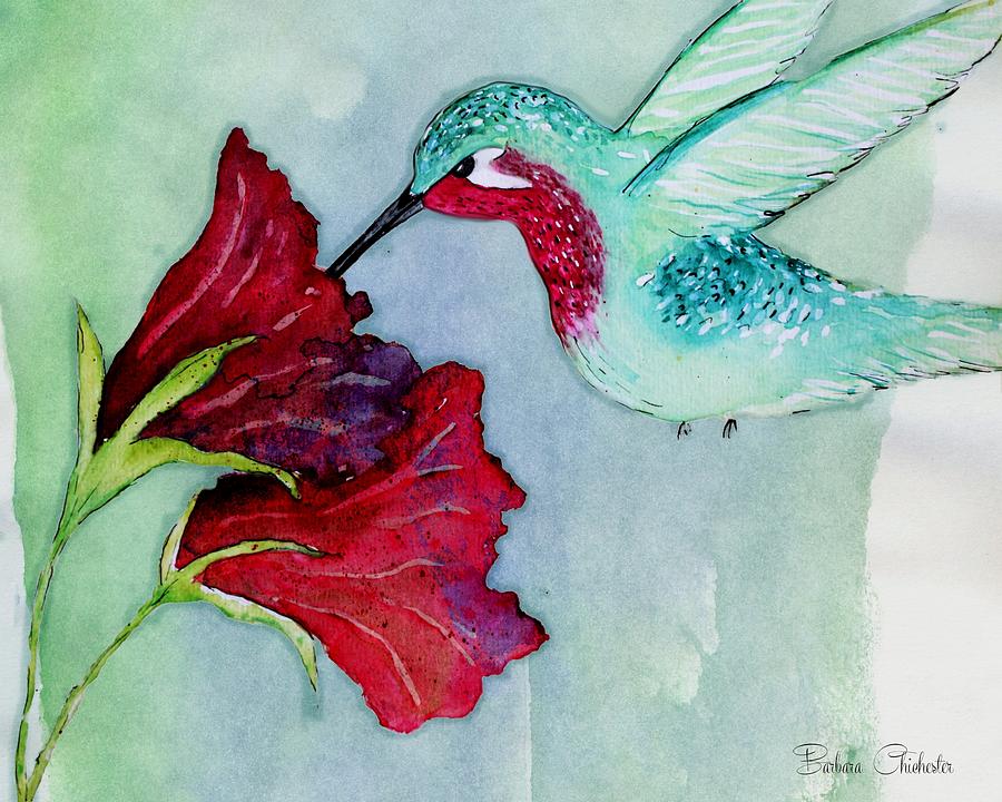 Summers Hummer Painting by Barbara Chichester