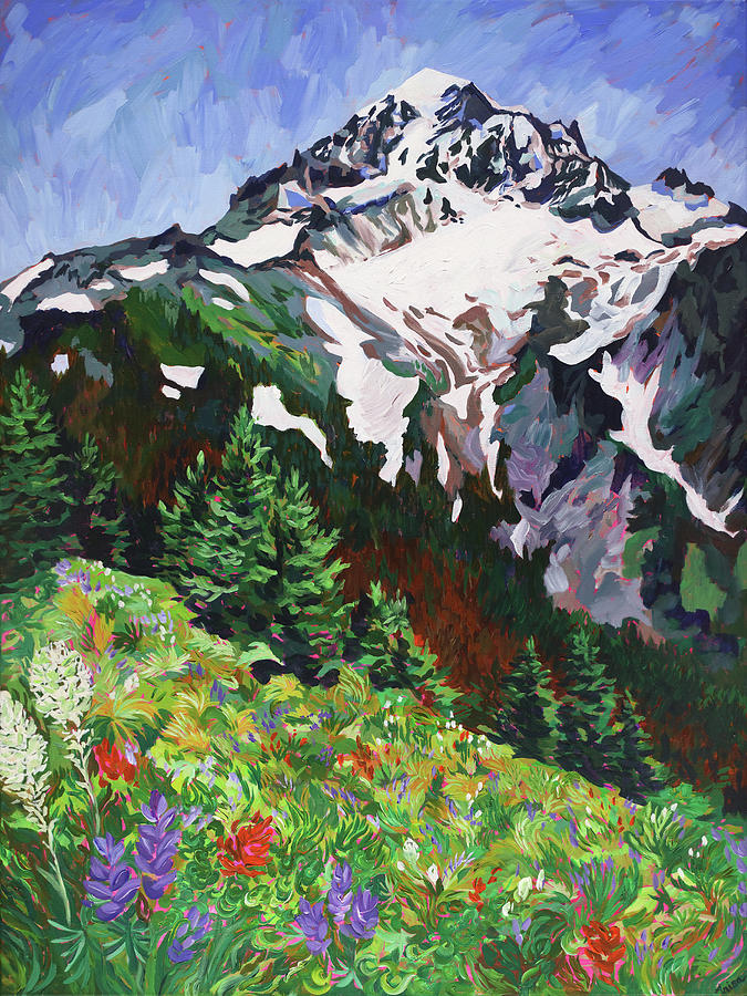 Summertime at Mount Hood Painting by Anisa Asakawa
