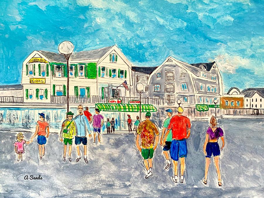 Summertime at York Beach Painting by Anne Sands