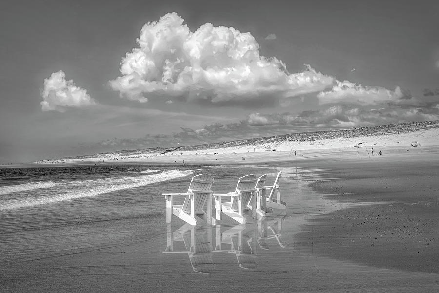 Summertime Beach Black and White Photograph by Debra and Dave Vanderlaan