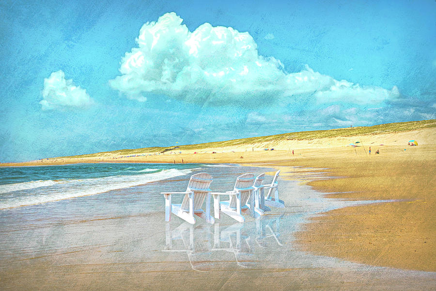 Summertime Beach Watercolors Painting Photograph by Debra and Dave Vanderlaan