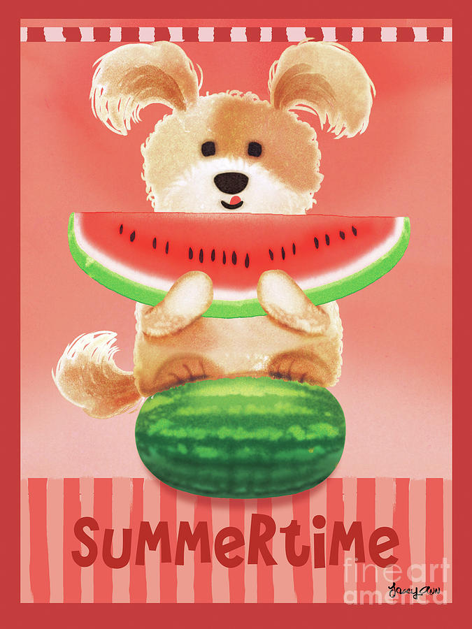 Summertime Pup, Summer Puppy Painting by Tracy Herrmann