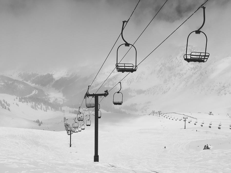 Summit County, Colorado - A Foggy View of the Norway Lift at Arapahoe Basin Ski Resort on a Powder Day Photograph by Jon Paciaroni