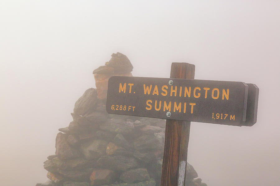 Summit In The Fog.  Photograph by Jeff Sinon