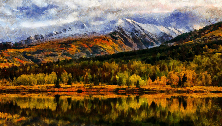 Summit Lake Alaska Autumn Painting Painting by Dan Sproul