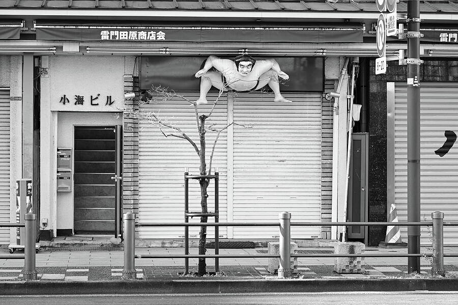 Sumo Street Scene - Tokyo in Black and White Photograph by Matthias Hauser Sumo Street Scene - Tokyo in Black and White Photograph by Matthias Hauser