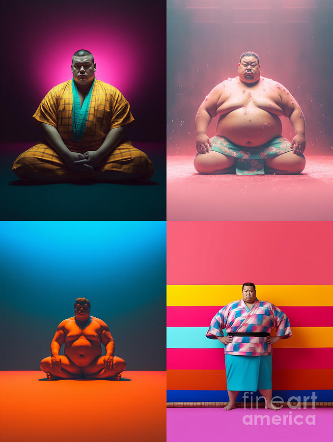 Sumo  Wrestler  Surreal  Cinematic  Minimalistic  By Asar Studios Painting